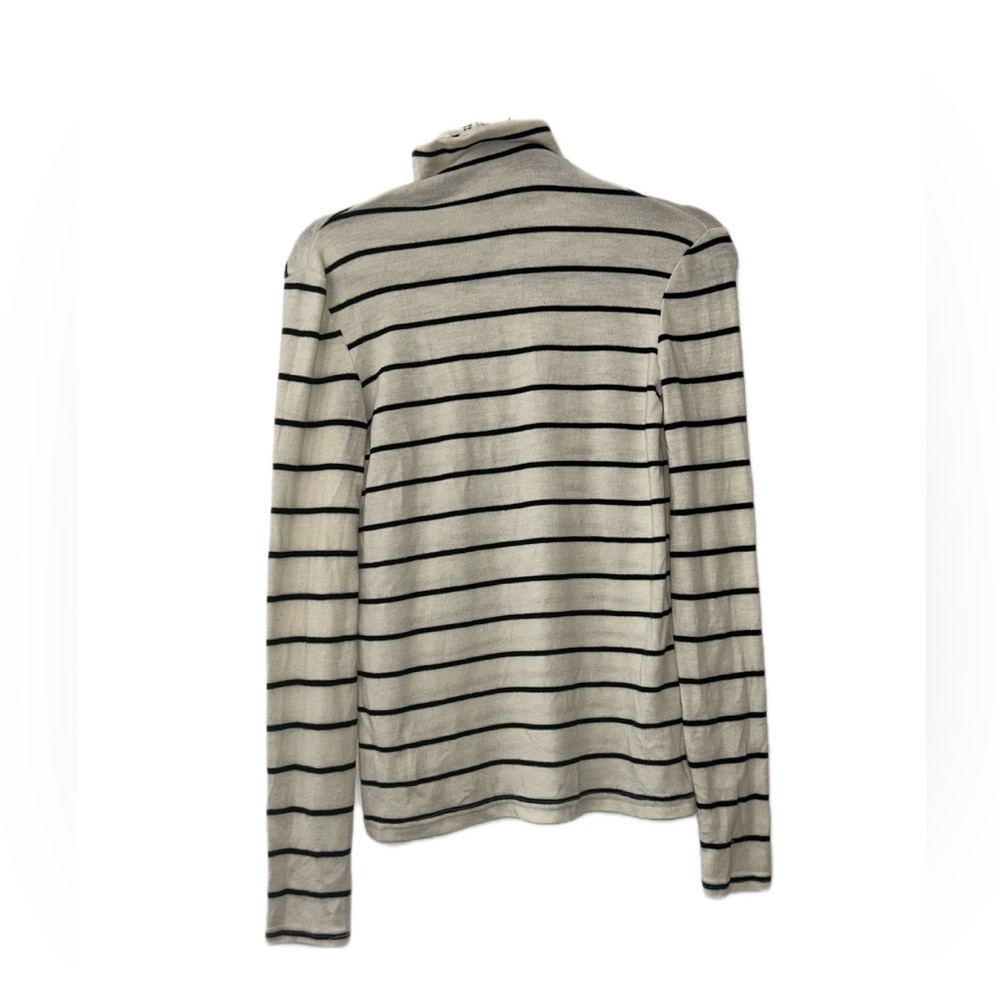 Mango White & Black Long Sleeve Stripped Knit Top‎ with turtle neck size XS